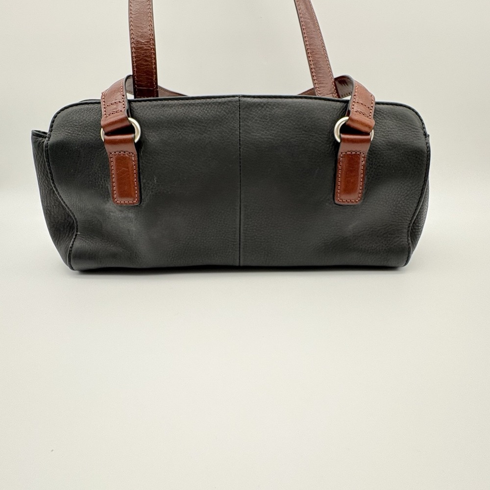 Vintage Fossil Black Brown Coronado Shoulder Purse Bag Pebbled Leather - Picture 4 of 15